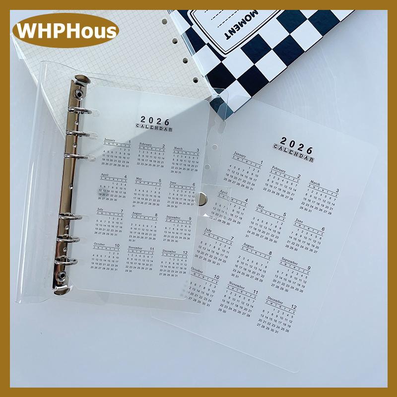 WHPHous 2026 A5 A6 lá lỏng lẻo 6 lỗ lịch tách trang bền trong suốt PP mờ vật liệu cho kế hoạch quản lý thời gian