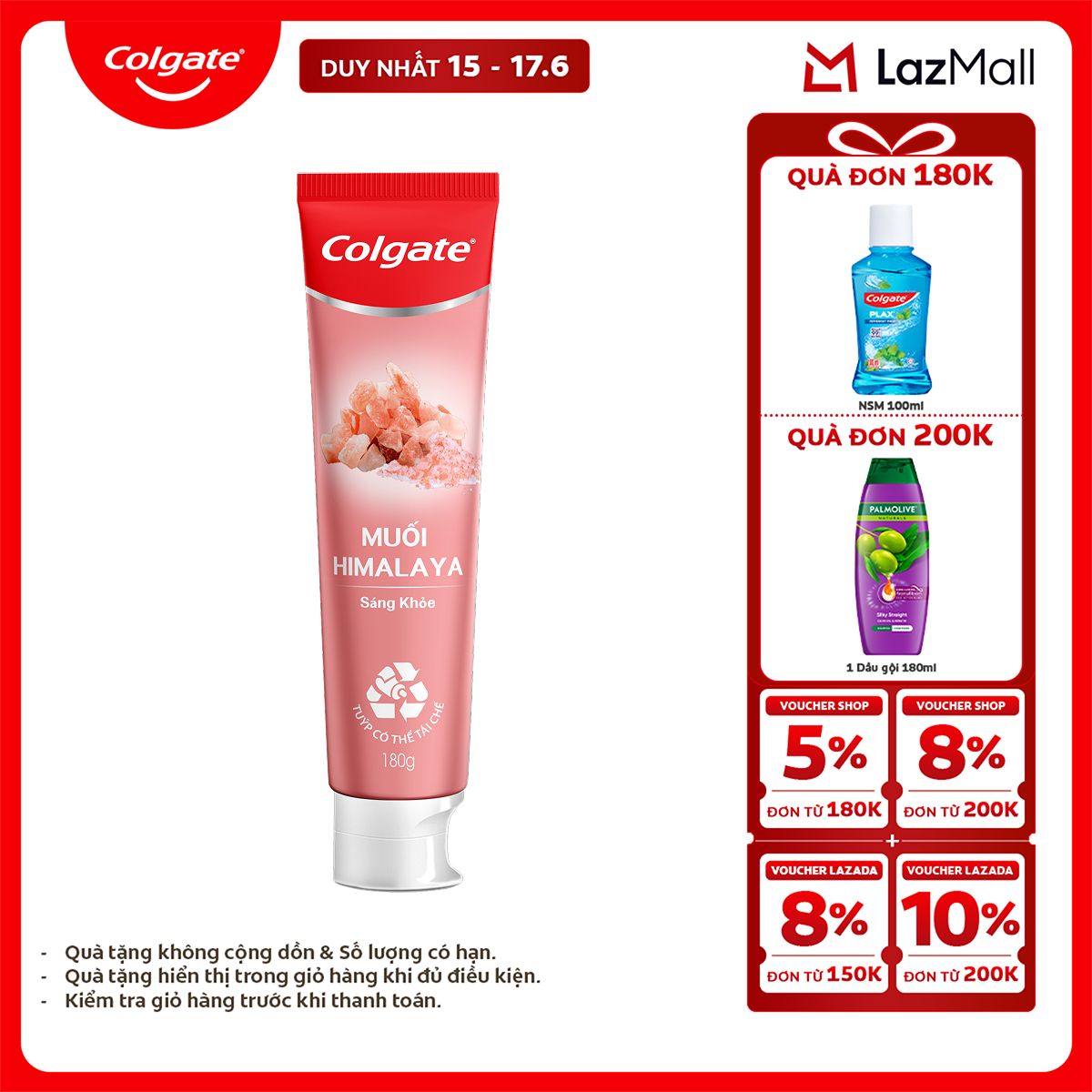 Kem đánh răng Colgate thiên nhiên muối Himalaya sáng khỏe 180g