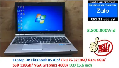 Laptop HP Elitebook 8570p/ CPU i5-3210M/ Ram 4GB/ SSD 128GB/ VGA Graphics 4000/ LCD 15.6 inch