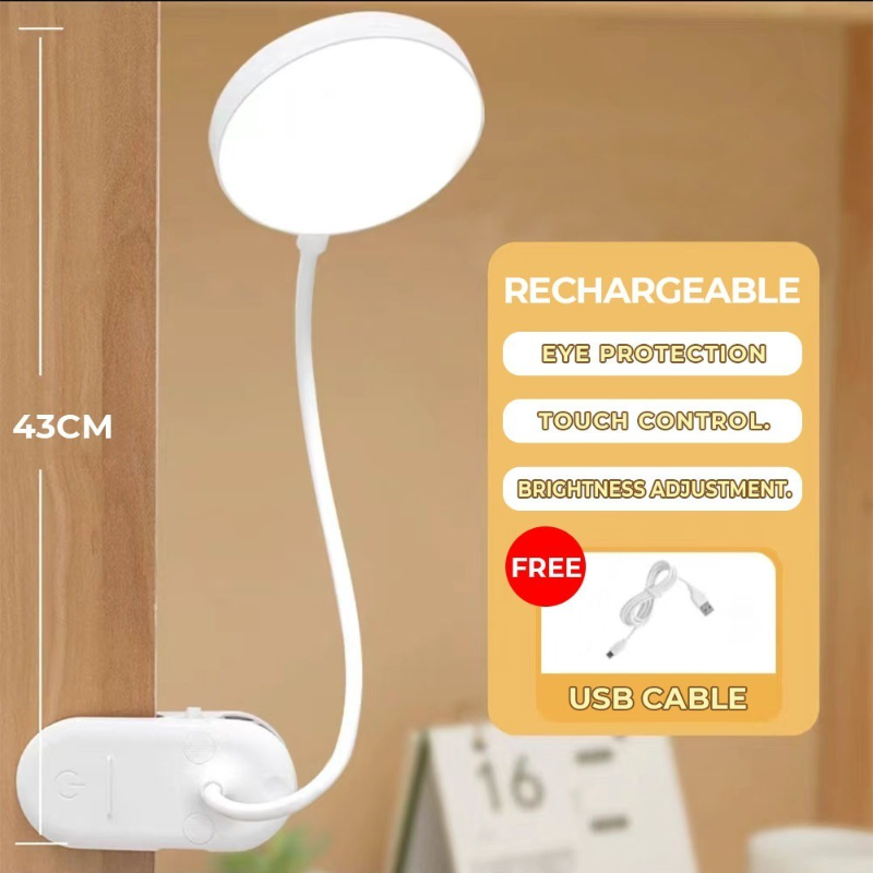 LED Rechargeable Table Lamp USB Lamp Shade for Bedroom Dim Clip Desk Lamp Mini Study Light for Room