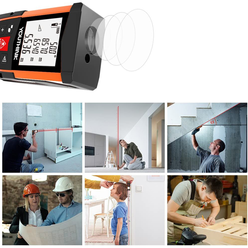 Đo Laser đèn nền LCD Đồng hồ đo khoảng cách cho các ngành công nghiệp xây dựng cho nhà