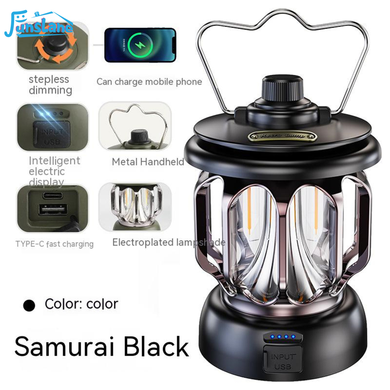 FunsLane Led Camping Lamp 18650 Lithium Battery Multi-functional Tent Lights For Outdoors Camping Hiking ราคา 457 บาท*ส่งฟรี