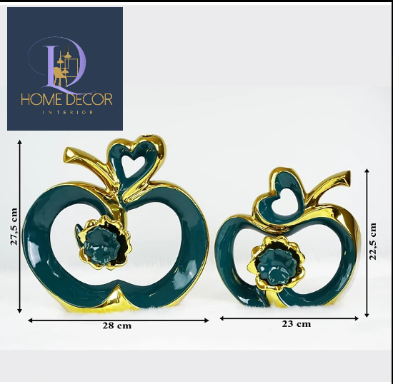 Set 2 tượng quả táo gốm decor, trang trí nghệ thuật, trang trí nhà cửa