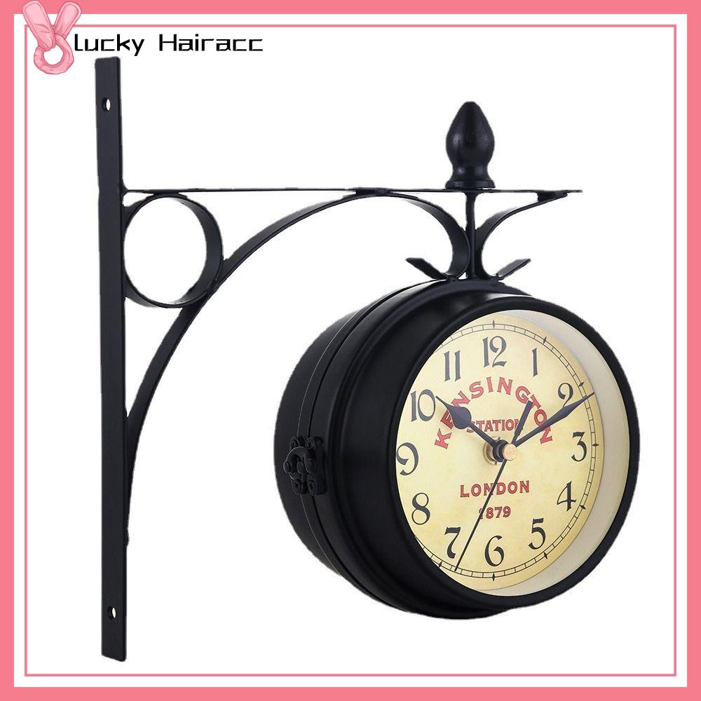 LUCKY HAIRACC Hoài cổ Đồng hồ treo tường Hai  Bền Đồng hồ  loại  Trang trí nhà cửa Trang trí sân vườn Ga xe lửa