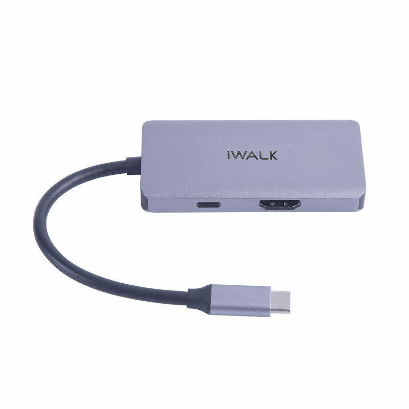 iWALK 5-in-1 USB Type-C Hub (3*USB/ HDMI/ Type-C 60w) ADH002 Grey