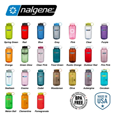 Nalgene 32oz Wide Mouth BPA Free Plastic Water Bottle 1L (Assorted Colors)