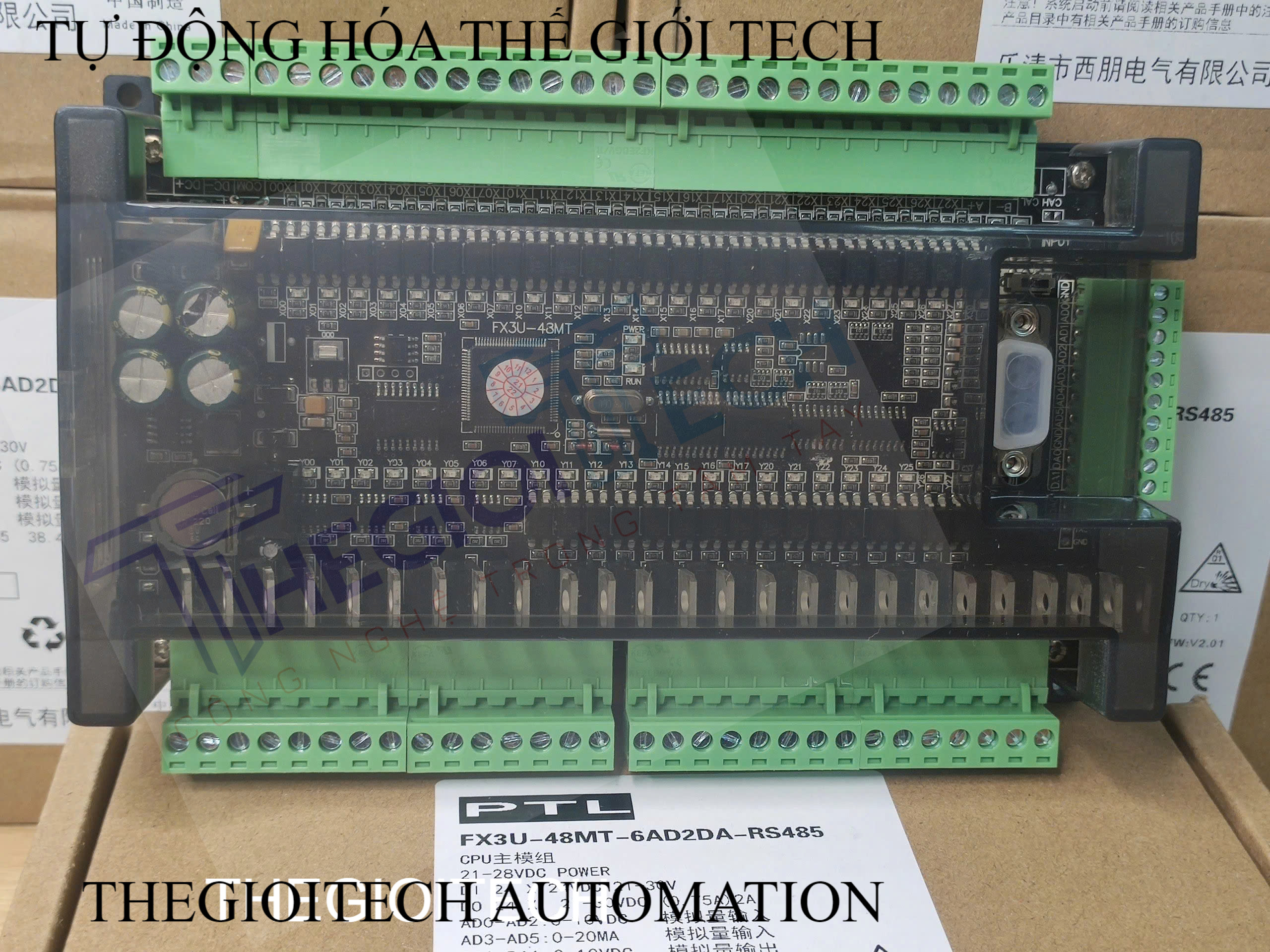 Board Mạch PLC Mitsubishi PTL FX3U-48MT-6AD-2DA 24 In 24 Out Tran RS232 RS485 MODBUS RTU GX Works2 Analog 0-10V 0-20mA