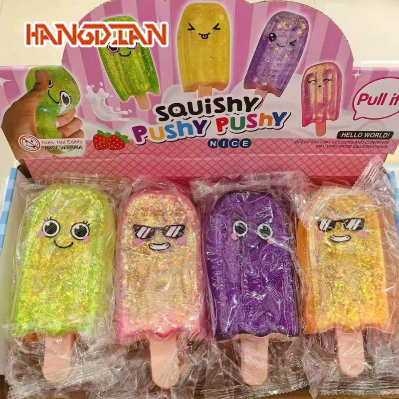 [HANGDIAN Squishy Popsicle Stress Relief Toy with Cute Faces and Glittery Texture - Slow Rebound Squishy Fun for Kids and Adults,Squishy Toys, Anti-Stress Toys, Slow Squishies, Stress-Relieving Toys, Sweet Popsicles with Cute Faces and Shiny Texture - Fun ราคา 83 บาท*ส่งฟรี