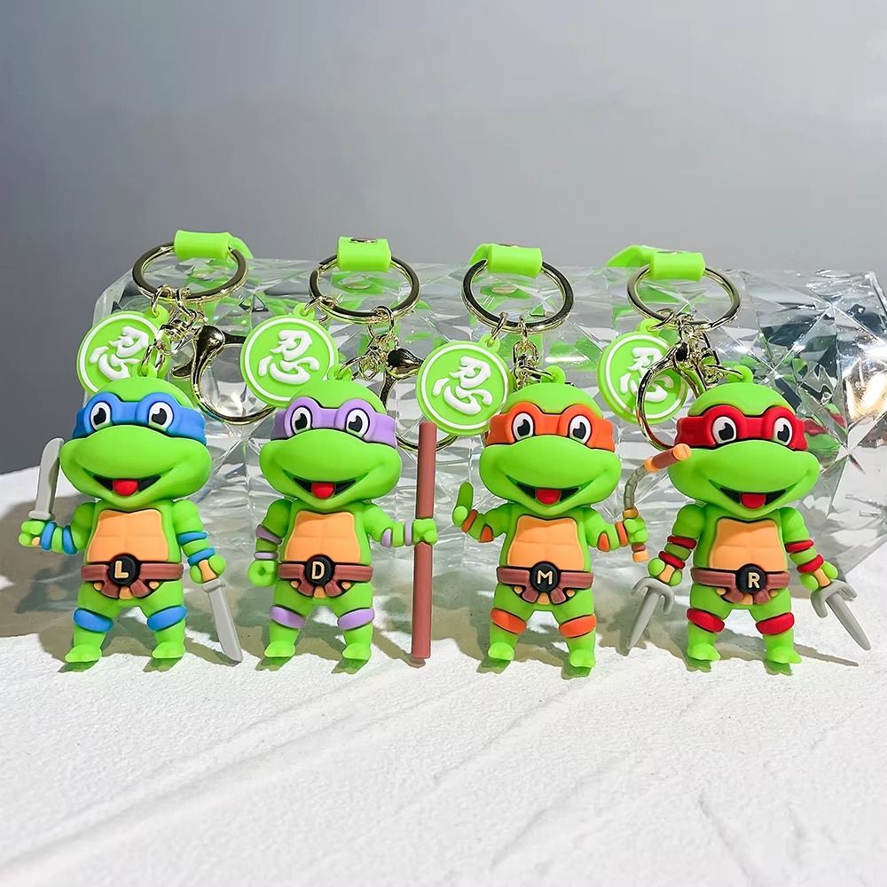 ZEST55ZE4 Anime Móc khóa hình rùa Ninja Hoạt hình Raphael donatello Móc Khóa Búp Bê donatello Silicone Móc treo chìa khóa Đồ trang trí túi