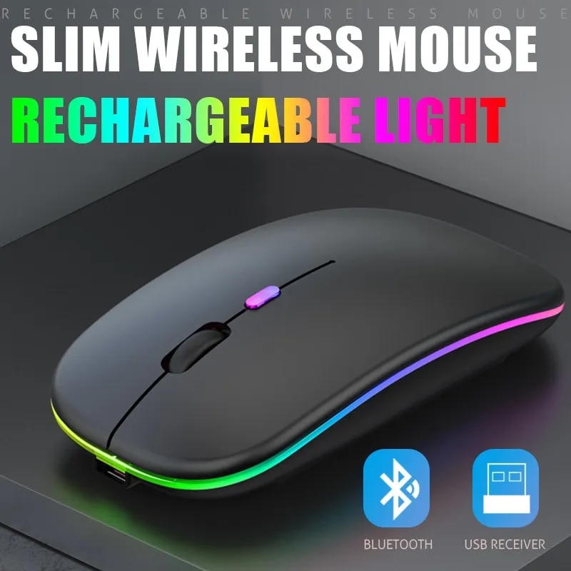 Bluetooth có thể sạc lại 5.1 chuột không dây với 2.4GHz USB RGB 1600DPI Chuột cho Macbook máy tính bảng máy tính xách tay chuột máy tính