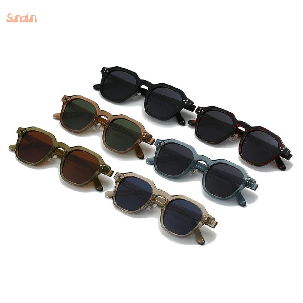 SUNDUN Phong cách retro Kính mát Khung nhỏ Hình vuông đa giác Kính mát TR90 Nhẹ Cổ điển Kính mắt Kính lái xe