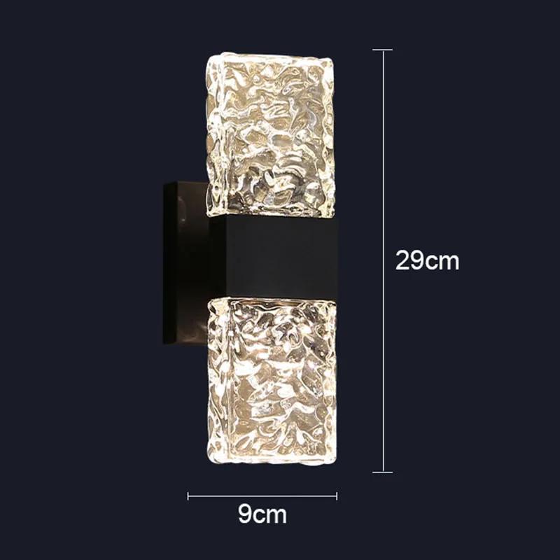 Outdoor Luxury Crystal Wall Lamp Waterproof Garden Porch Lights TV Background Corridor Staircase Glassrectangle Wall Sconce