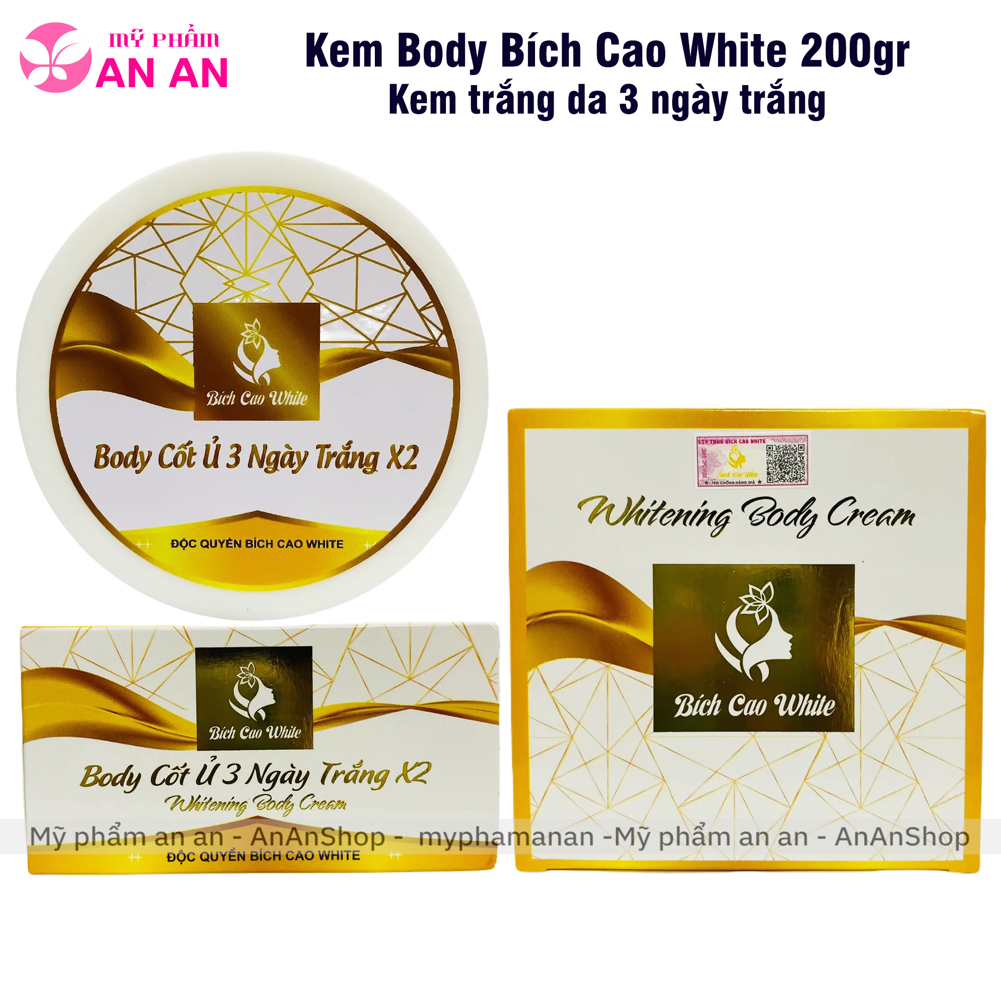 Kem Body Bích Cao White 200gr, Mẫu mới 2024 - Kem body ủ cốt Bích Cao Trắng nhanh sau 3 ngày
