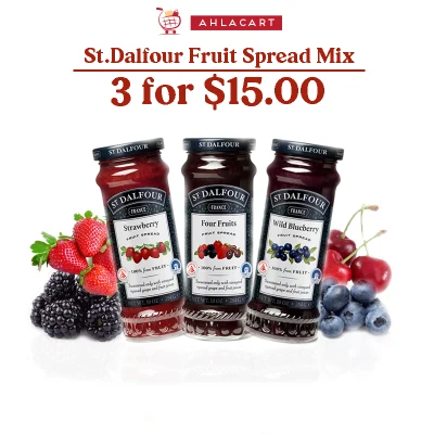 St Dalfour Fruit Spread Mix (Strawberry/Four Fruits/Wild Blueberry) 3x284g - 3 for $15.00