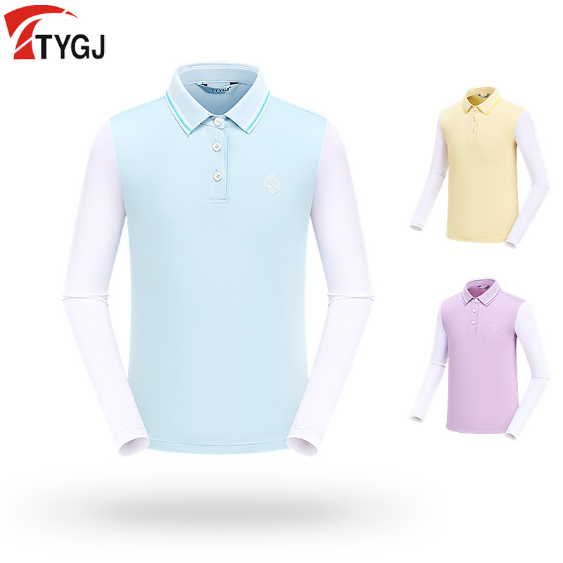 Golf Shirts for Boys Sunscreen Clothes with Ice Silk Sleeves Childrens Wear Spring Summer Long Sleeved Polo Shirt Youth Outdoor Sports Clothing ราคา 616 บาท*ส่งฟรี