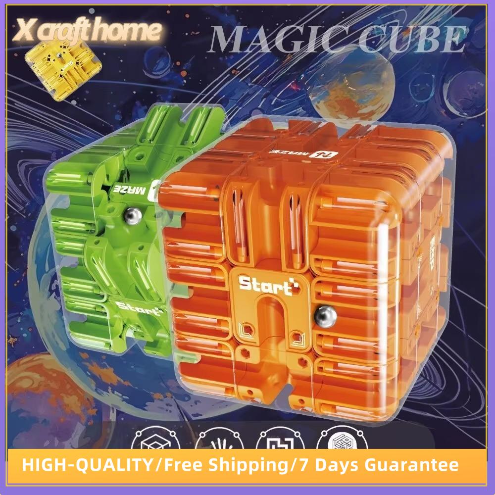 X Craft Nhà Trong Suốt Câu Đố 3D Mê Cung khối lập phương thần kỳ khối rubik tốc độ bóng lăn Sáu Mặt công cụ giảm căng thẳng Đồ Chơi Khối Mê Cung Đồ Chơi Trẻ Em