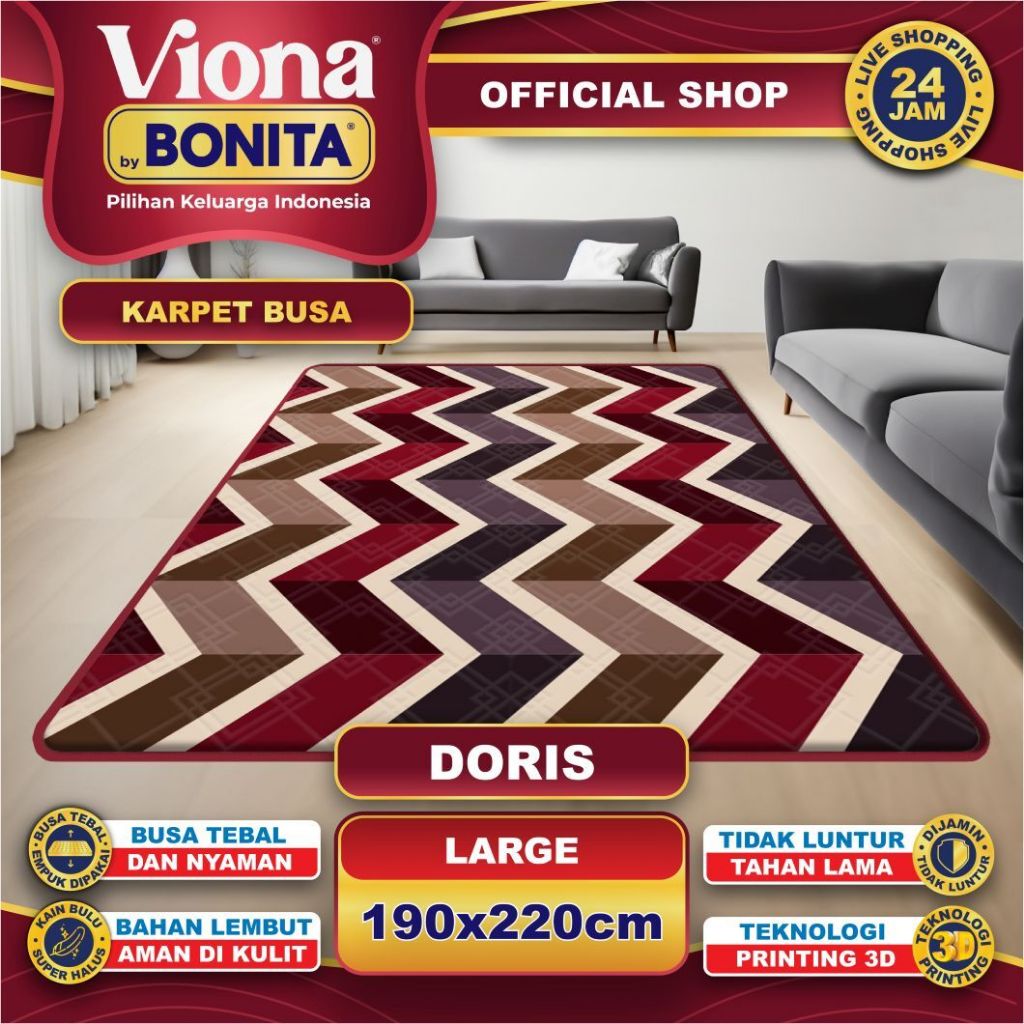 [190x220] Karpet Busa Malaysia Minimalis 16mm – Anti Selip | Viona Bonita