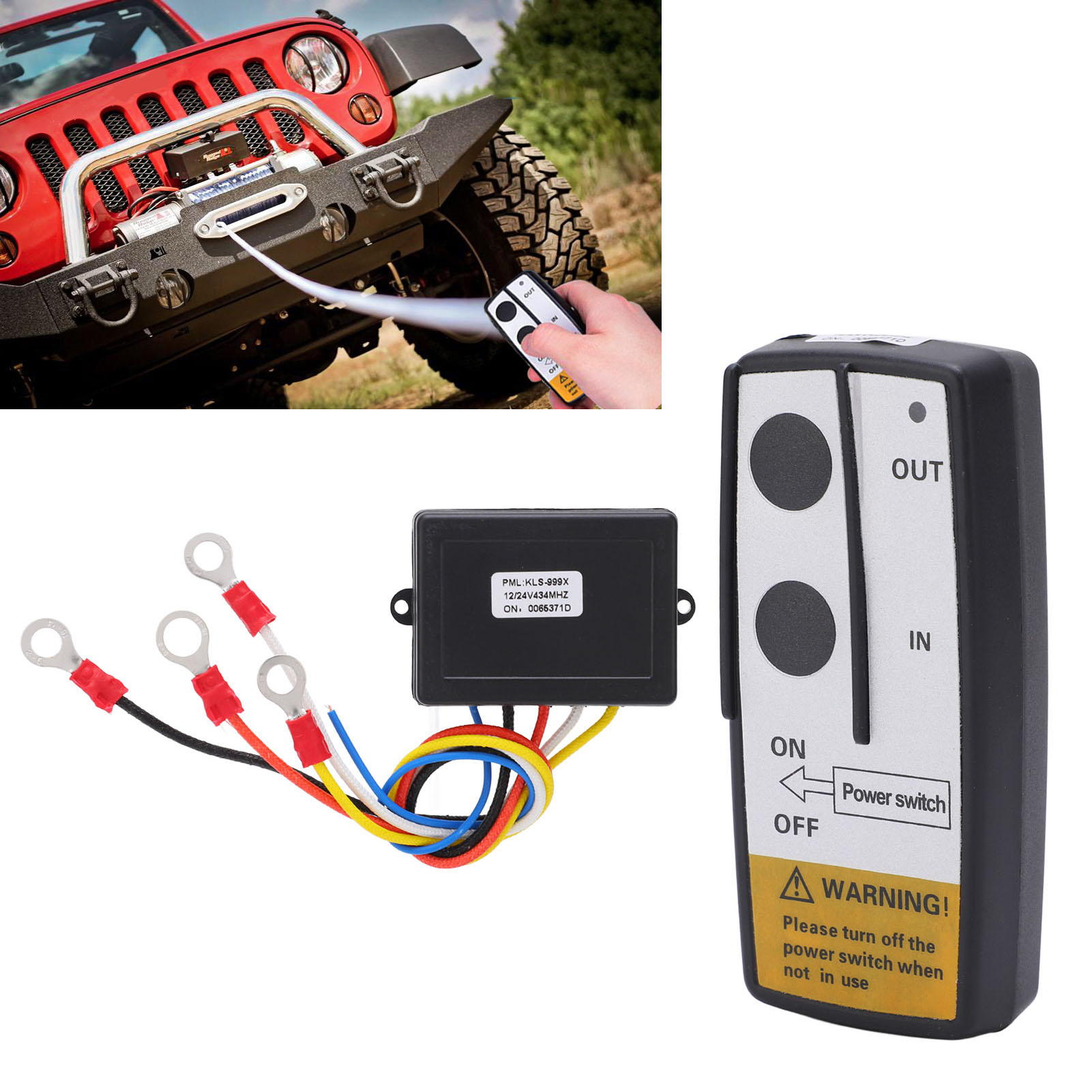 Tời không dây Bộ điều khiển từ xa 434MHz chống nhiễu tầm xa tiết kiệm năng lượng thu tời không dây DC12V 24V để thay thế