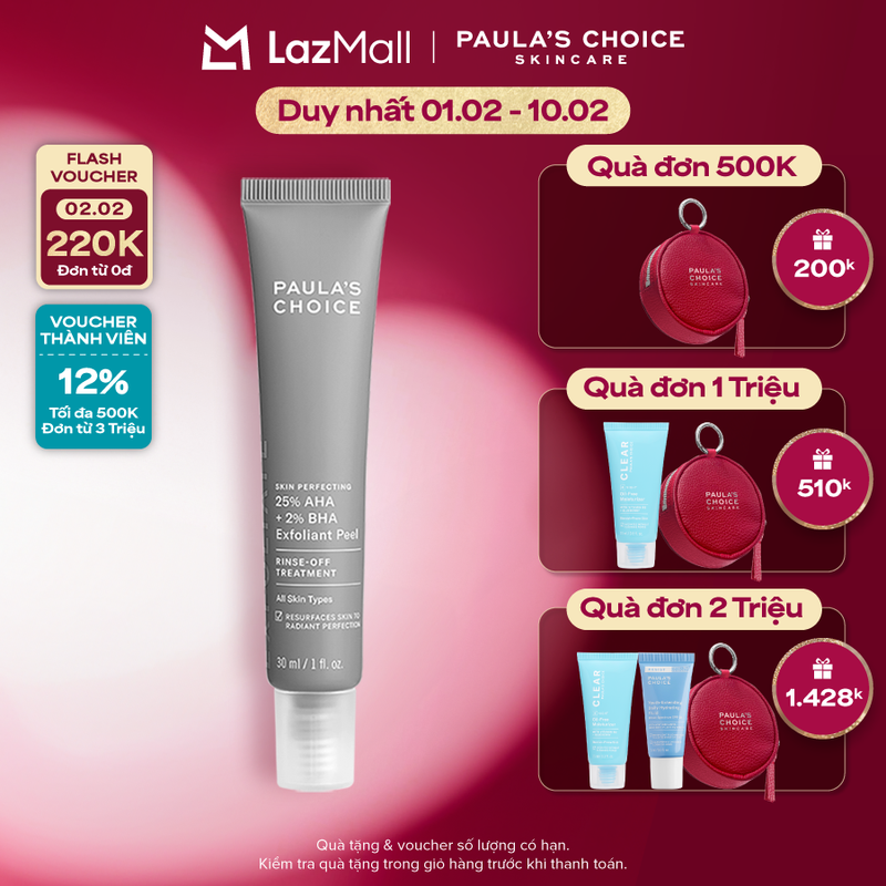 Tinh chất thay da sinh học tái tạo tế bào mới Paulas Choice 25% AHA + 2% BHA Exfoliant Peel  30ml - 