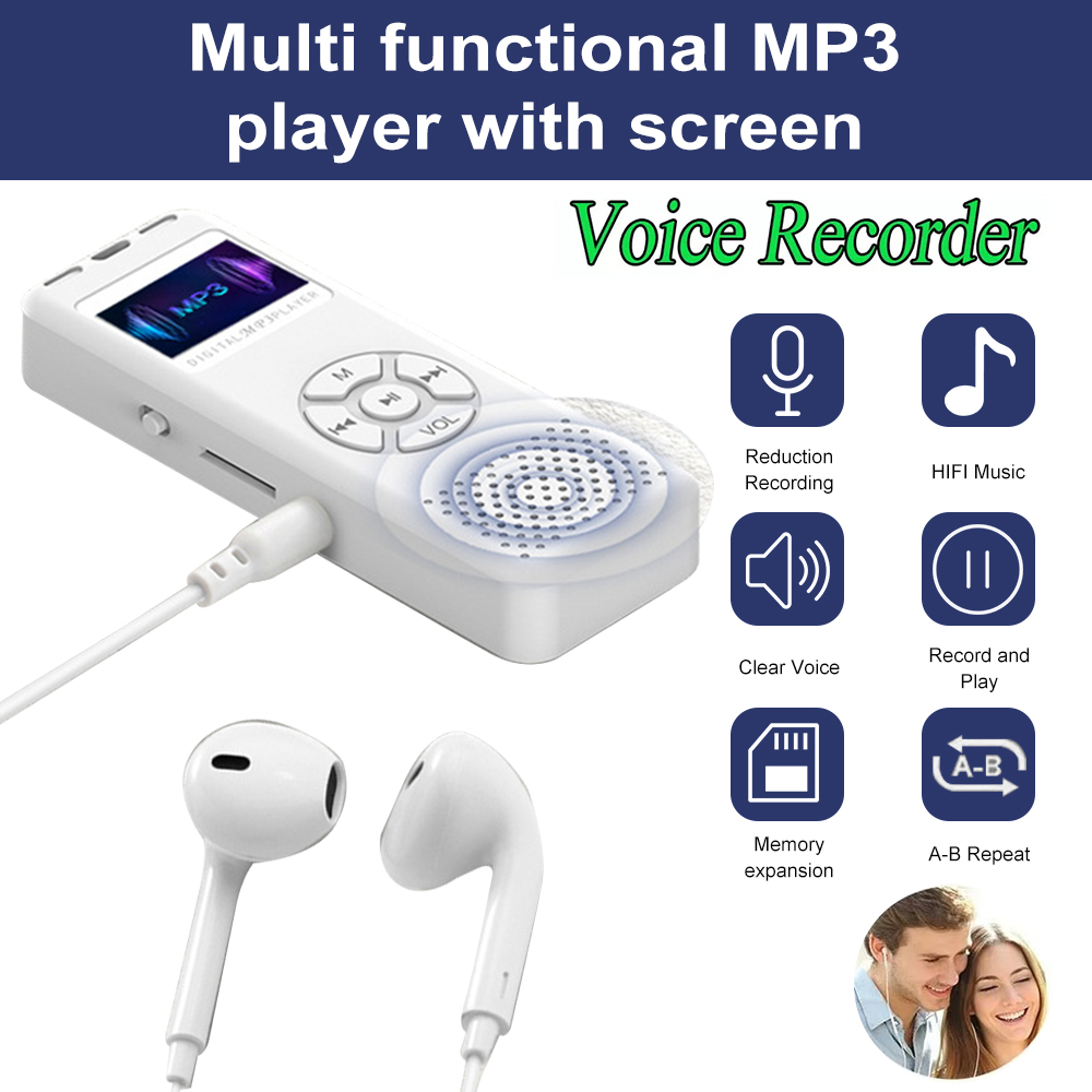 Mini âm thanh kỹ thuật số/âm thanh/Máy thu âm máy nghe nhạc MP3 Máy ghi âm kĩ thuật số Máy thu âm FM Radio mini Màn hình LED ghi âm chuyên nghiệp chip, ghi âm độ nét cao với built-in bảo vệ mắt LED màn hình màu máy nghe nhạc MP3