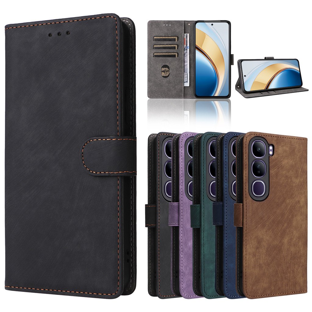 SEAHAI Cover per Vivo Y19s, Custodia Pelle Flip Portafoglio con Kickstand/Slot per Schede/Protezione RFID, Premium PU/TPU Antiurto Magnetica Libro Case - Verde