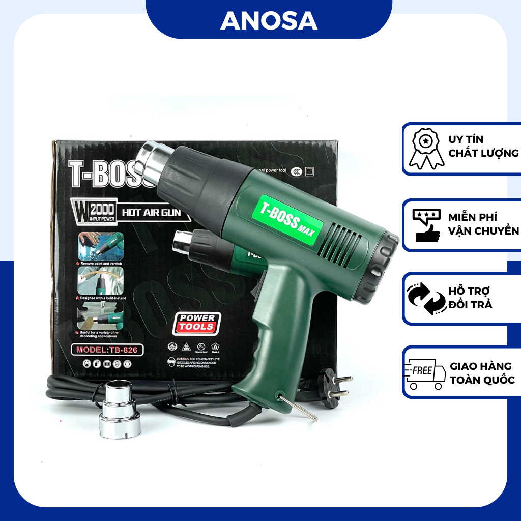 Máy khò nhiệt t-boss 2000w, khò hơi nóng cầm tay mini