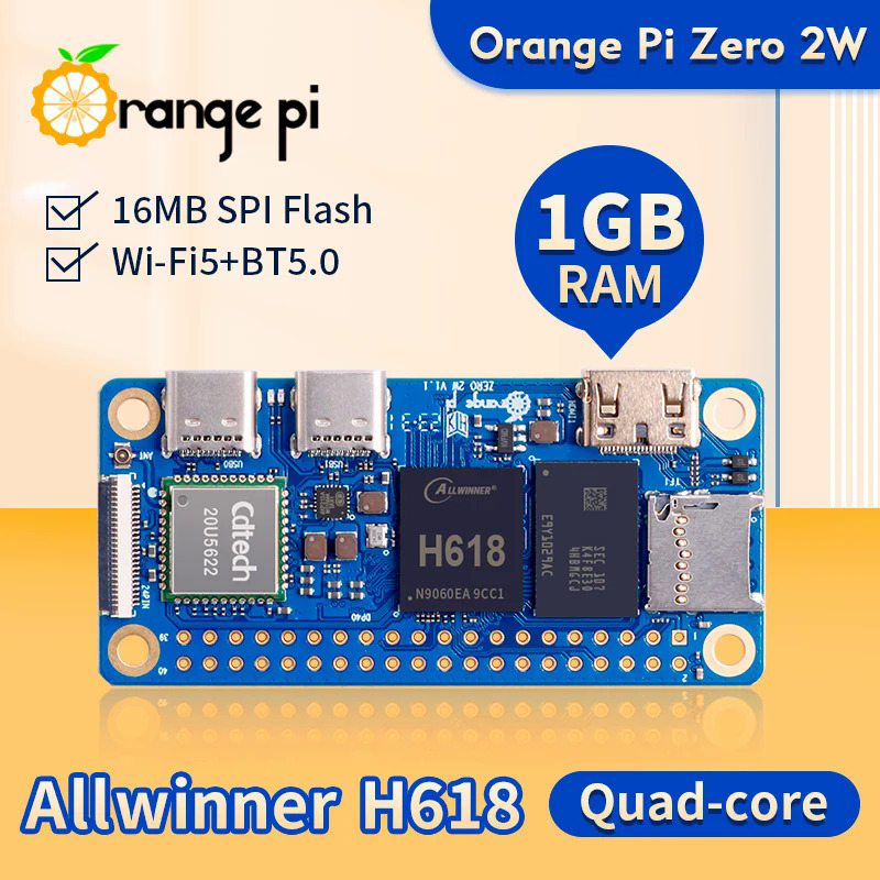 Orange Pi ZERO 2 W máy tính bảng đơn 1GB RAM DDR4 Allwinner h618 wifi-bt Orange Pi ZERO 2 W bảng phát triển zero2 W