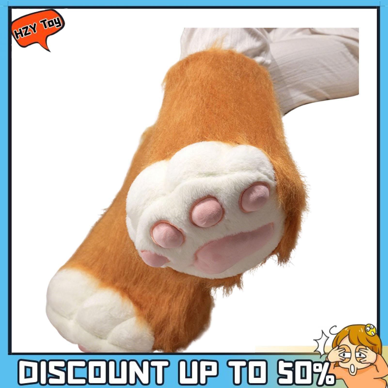 Cute Animal Paw Gloves Cosplay Animal Paws 1pc Cute Plush Animal Paw Gloves Furry Cat Paw Cosplay Accessories Soft Fuzzy Boot Gloves for Costume Parties Animal Theme Events Halloween and Role Play