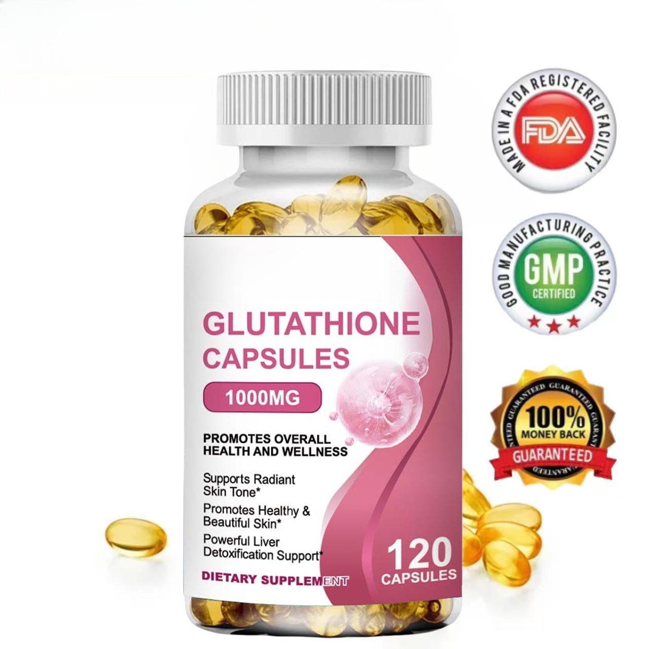 Glutathione Capsules For Skin Whitening & Anti-Aging - Collagen, Vitamin C  & Biotin Supplement