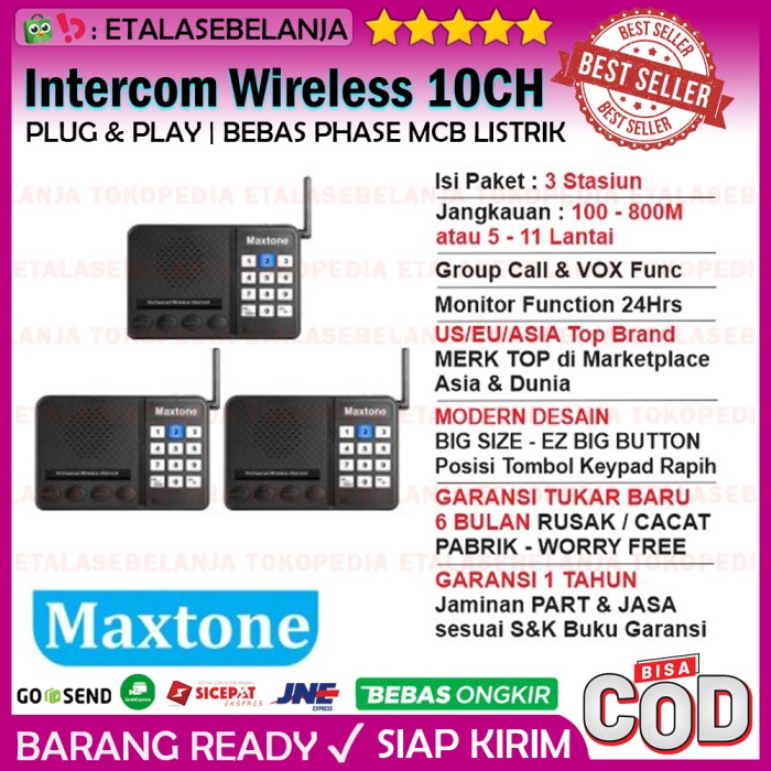 HOME SMART WIRELESS INTERCOM FM 6CH INTERKOM INTERPHONE HY810A 1 PCS-Shelishop13 Giá 1,910,000 Đồng*Miễn phí vận chuyển