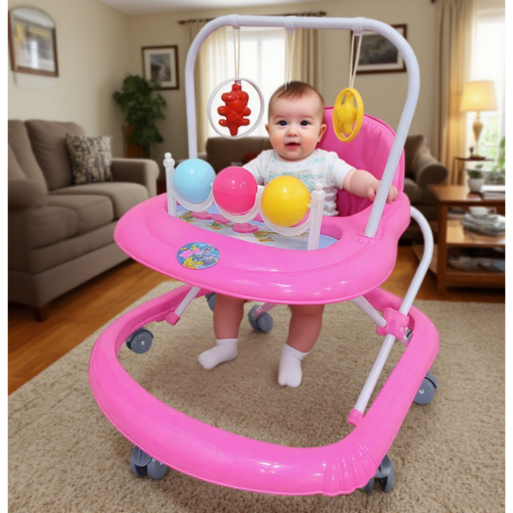 [In Stock]Walk For Baby With Play Toys Adjustable Anti-Rollover Baby Walker Infant Walker Toys