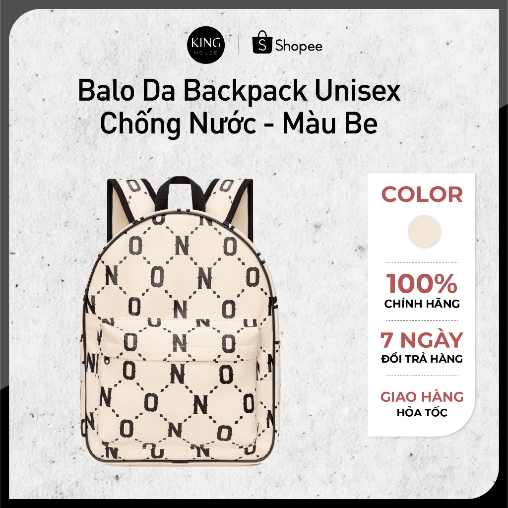 Balo Da Backpack Unisex Chống Nước - Màu Be