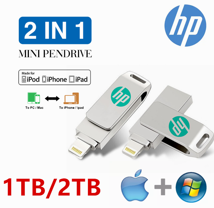 Hp usb otg ổ đĩa flash 1tb/2tb pendrive thẻ nhớ tương thích iphone14/13/12/11/x/8/7/6