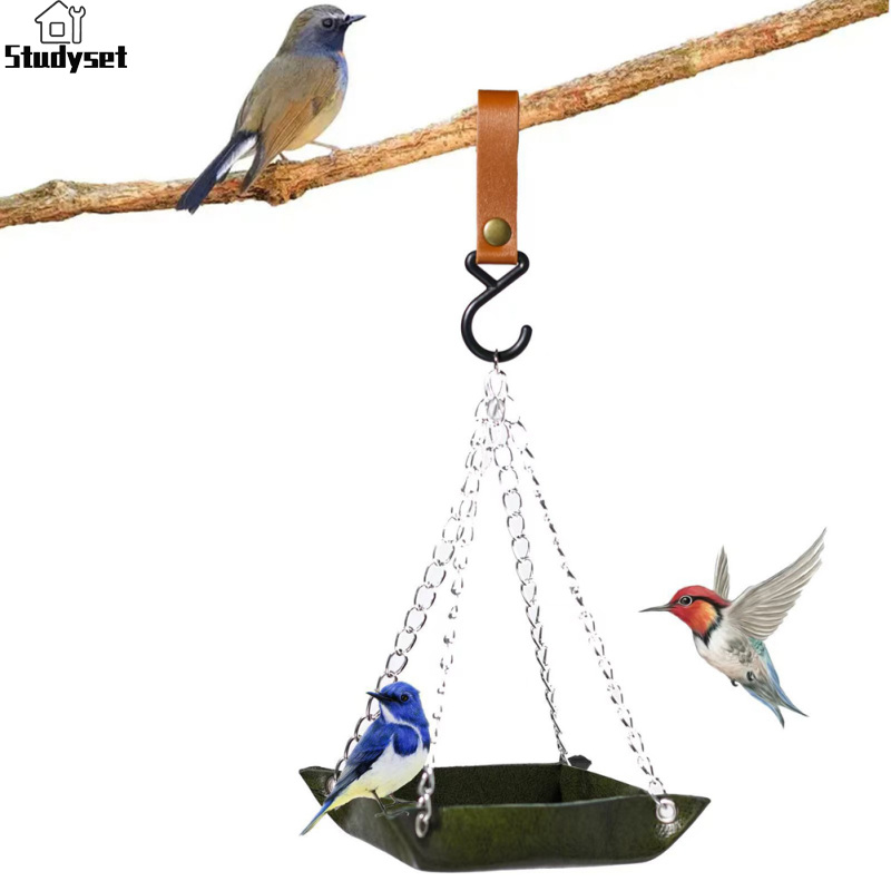 Studyset Outdoor Courtyard Hanging Bird Feeder, S-shaped Hook Hummingbird Feeder, Hanging Bird Bathtub, Leather Feederwith 4 Stainless Steel Iron Chains ราคา 102 บาท*ส่งฟรี