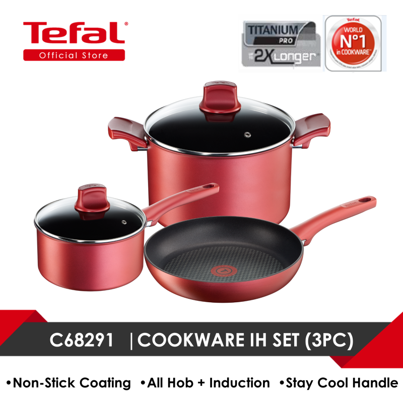 Tefal C68291 cookware character IH set (FP 24cm,Saucepan 20cmw/lid,Stewpot 24cm w/lid) Singapore