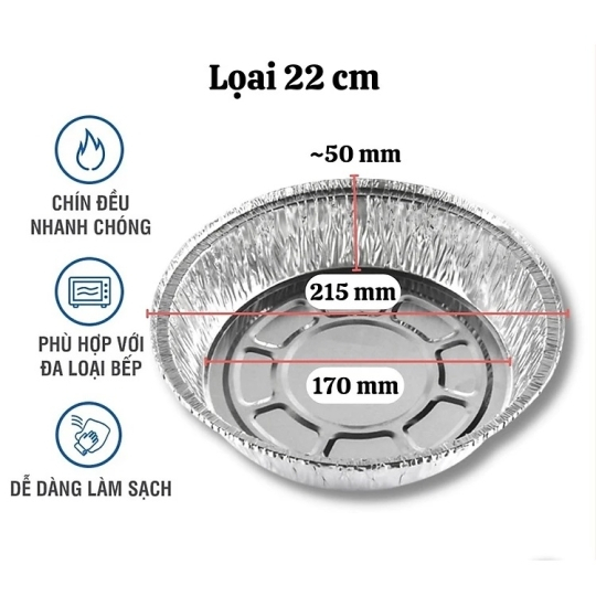 Set 10 Khay Giấy Bạc Lót Nồi Chiên 22CM