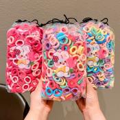 100 Pcs Kids Colored Ponytail High Elastic Hair Ties