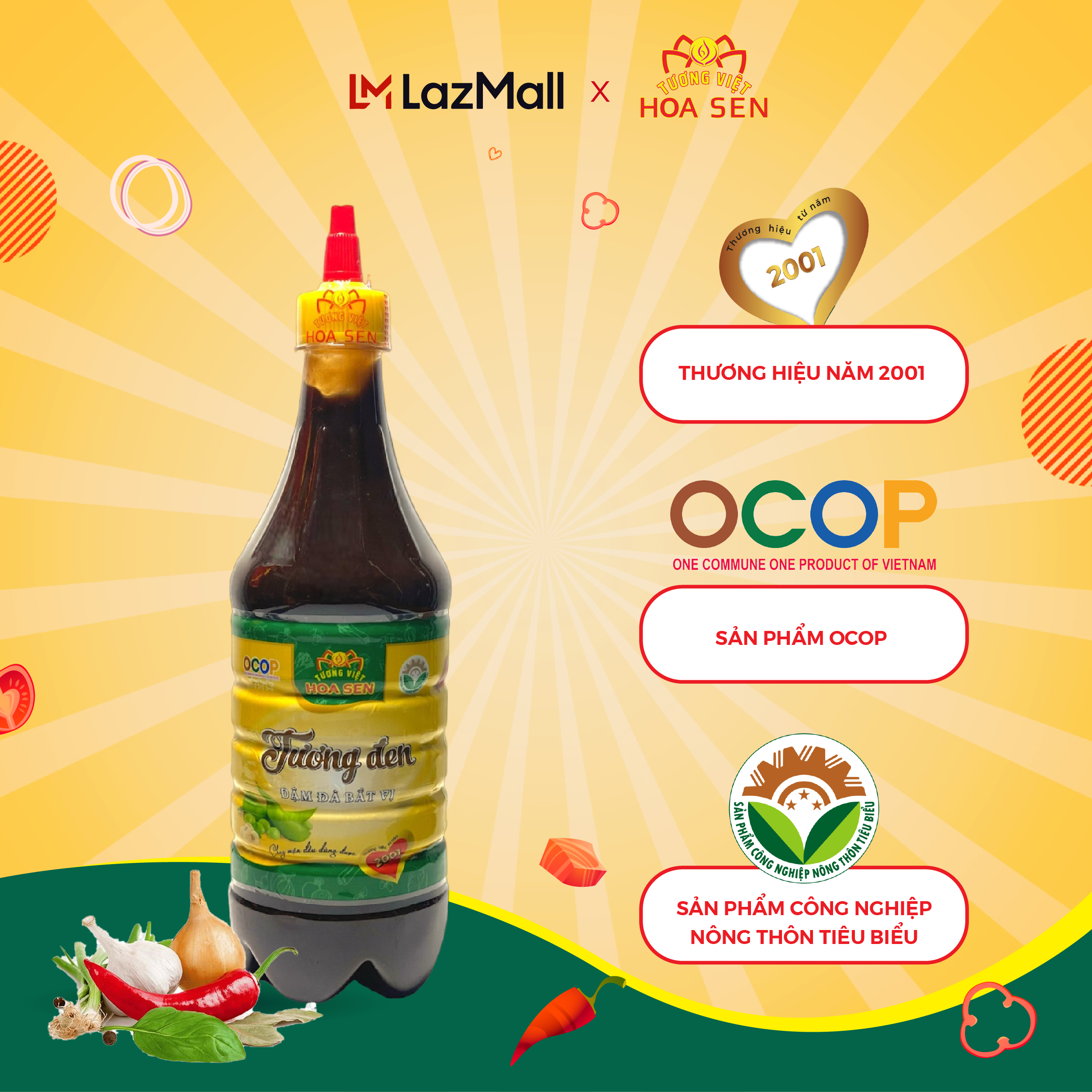 Tương Đen Chai 700g, đậm đà bắt vị - Tương Việt Hoa Sen