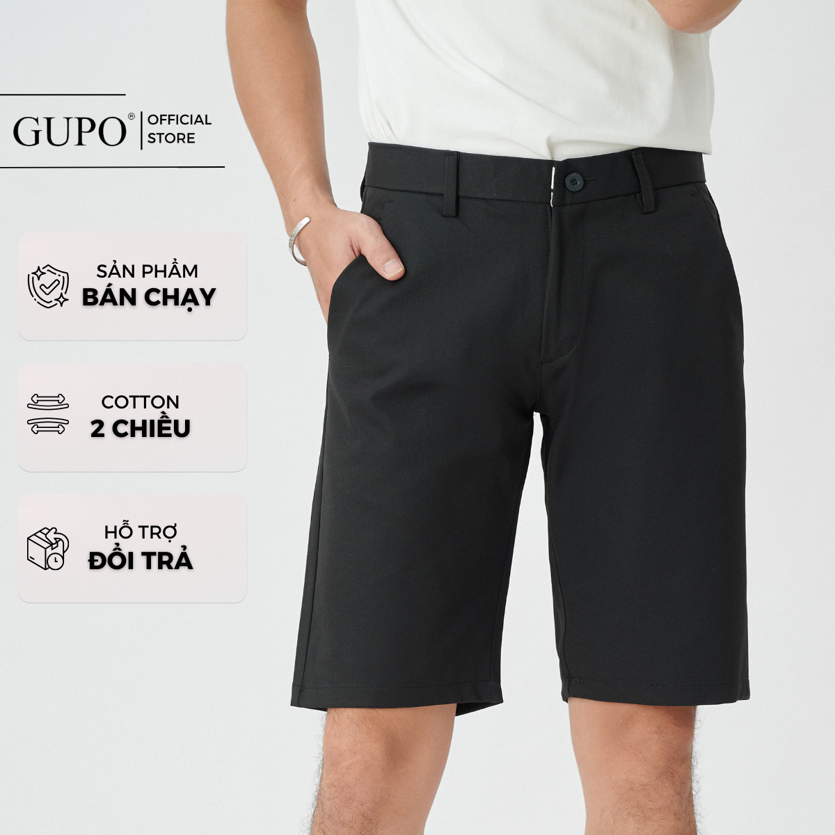 Quần Short Tây Nam Bigsize GUPO Vải Cotton 2 Chiều Ngang Gối Hàn Quốc Trẻ Trung Thời Thượng