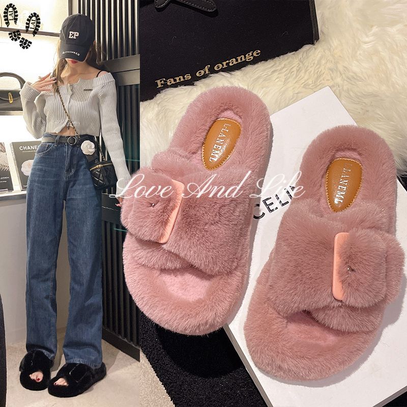 LAL Autumn and winter Mao Mao slippers female Internet celebrity outer