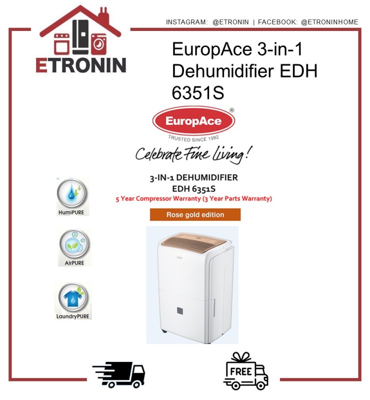 EuropAce 3-in-1 Dehumidifier EDH 6351S Singapore