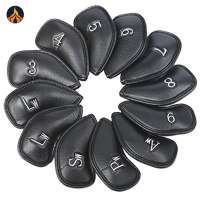 12 ชิ้นหนังกอล์ฟหัวกอล์ฟหน้าปกกอล์ฟแบบพกพา Iron Head ครอบคลุม PU Golf Club Head Protective Covers อุปกรณ์กอล์ฟ[Jocestyle Store]