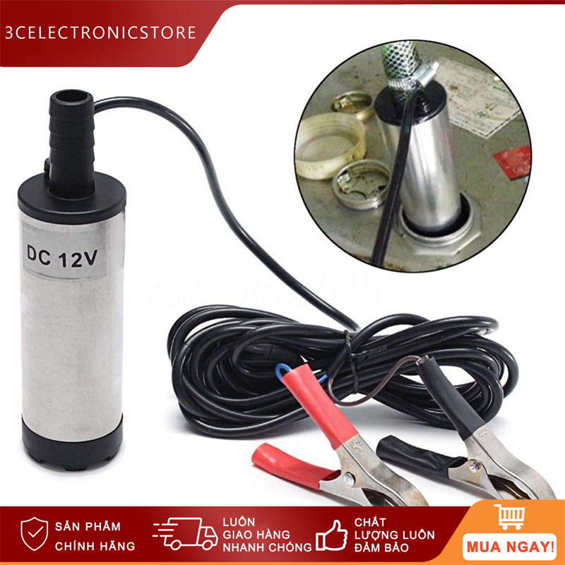 Máy bơm chìm 12v, bơm thả mini dầu nước nhớt xăng 24v, motor dây đồng, lưu lượng 30 lít trên phút, bảo hành 6 tháng.-Bơm chìm mini 12v, 24v