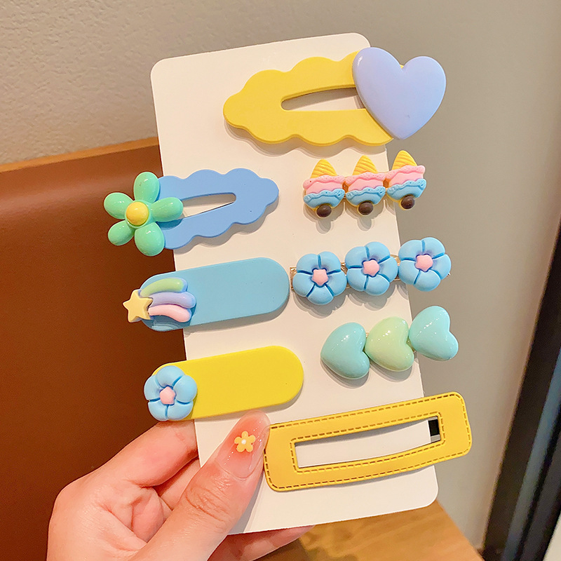 Mới set Kẹp Tóc Hình Trái Cây Màu Cầu Vồng Dễ Thương Cho Bé Gái