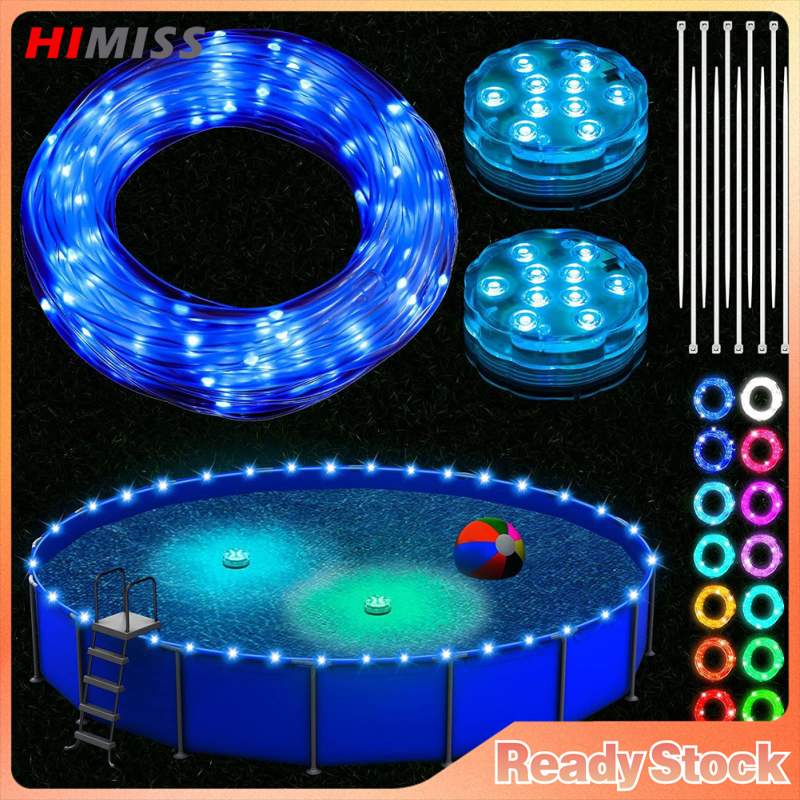 HIMISS Pool Lights With Remote Control For Above Ground Pools, IP67 Waterproof Color Changing 33FT LED Strip Lights For Swimming Pool Trampoline Pond Bathtub ราคา 389 บาท*ส่งฟรี