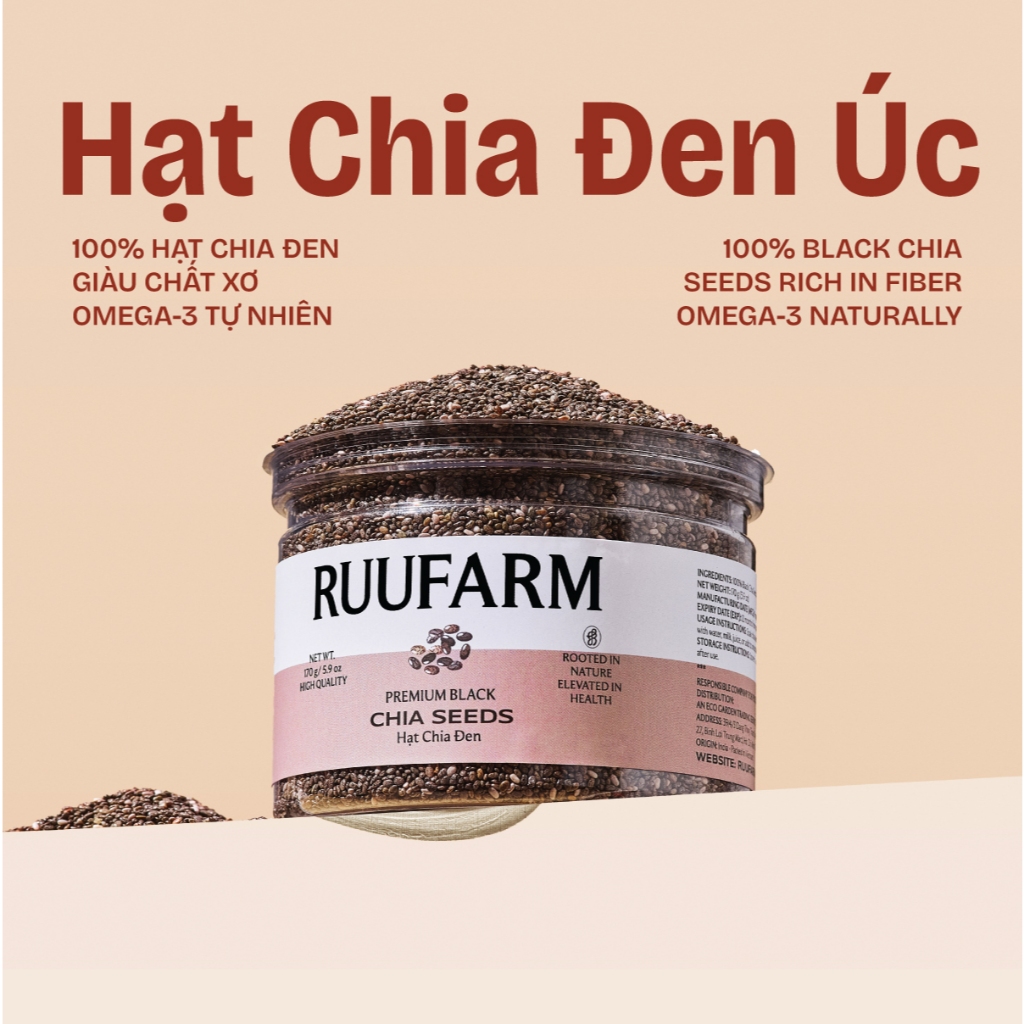 Hạt chia đen Ruufarm hộp 170g