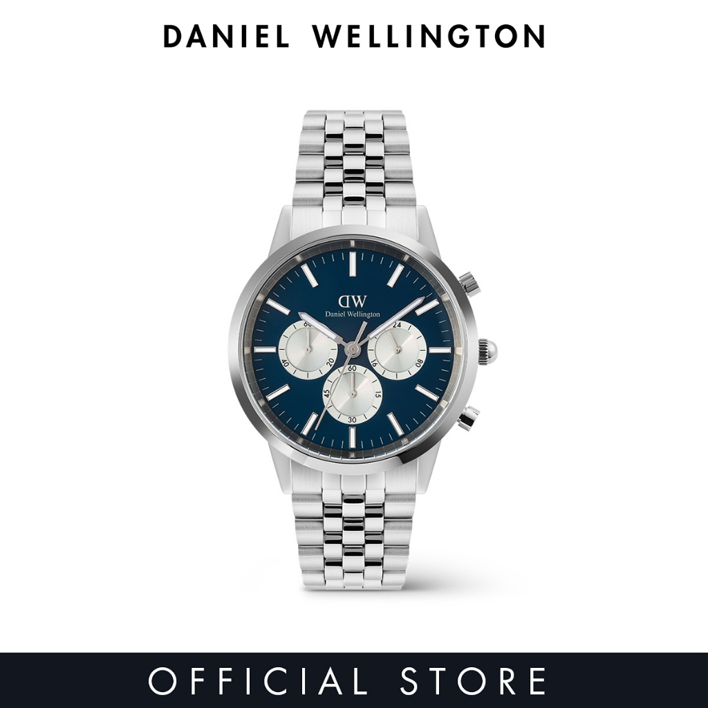 นาฬิกาข้อมือผู้ชาย Daniel Wellington Iconic Chronograph 42mm Arch 5-Link Arctic Panda Silver stainless steel DW