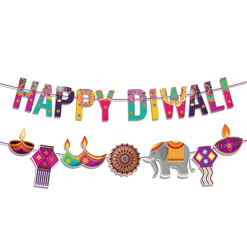 Happy Diwali Banner Deco Deepavali Party Bunting Flag Pull Banner Triangle Flag Decoration Festival Hanging Flag Devali Deco Room