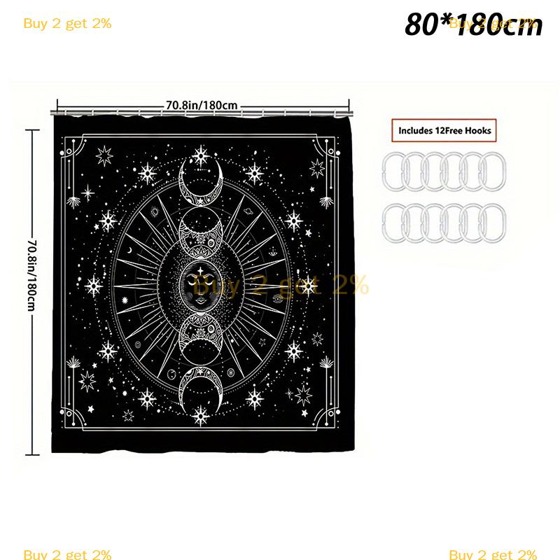 [JW] Waterproof Golden Swan Shower Curtain Mildew Resistant Polyester Bathroom Curtain With Rustproof Grommets Home Decor - 3