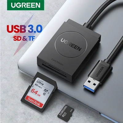 UGREEN 15CM Card Reader Mini USB 3.0 SD Micro SD TF OTG Smart Card Reader for Samsung Kingston Memory Cards Reader USB SD Adapter (Black)-Intl